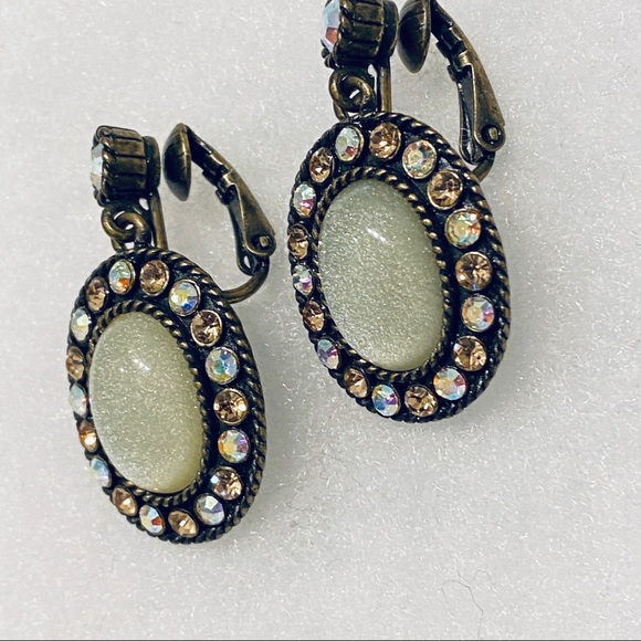 Oval Clip On Earrings Opal-like Stone from Avon - Picture 8 of 9